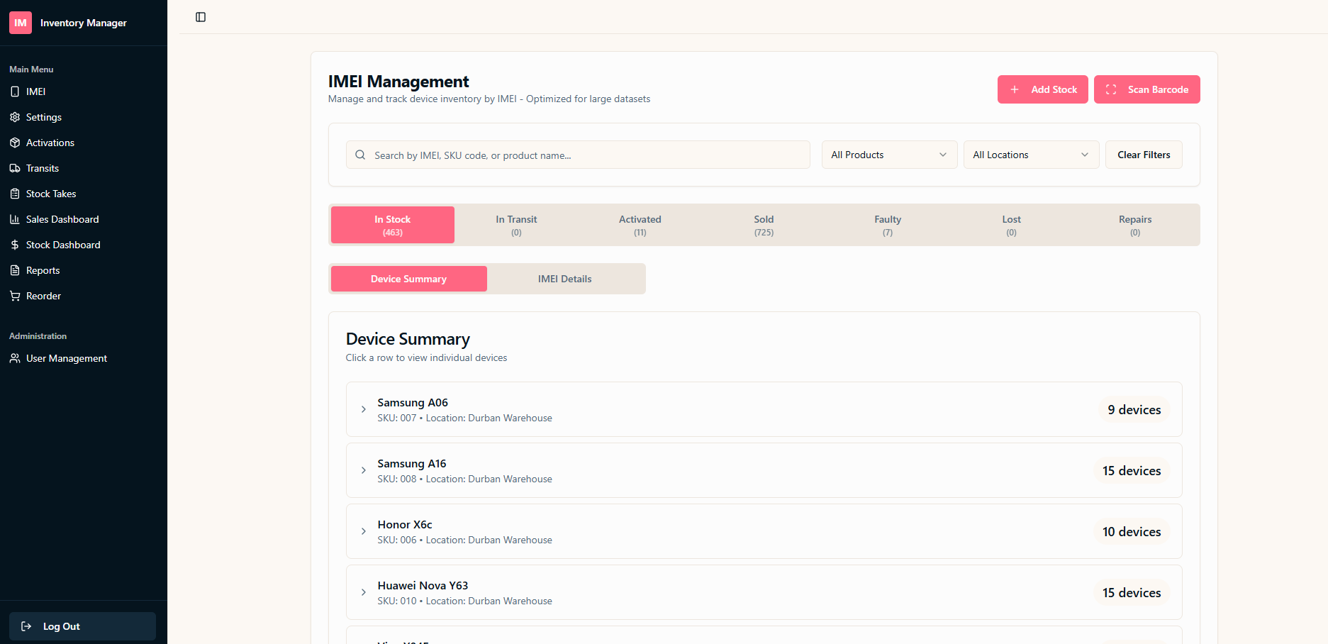 Jem Mobile Inventory Management System